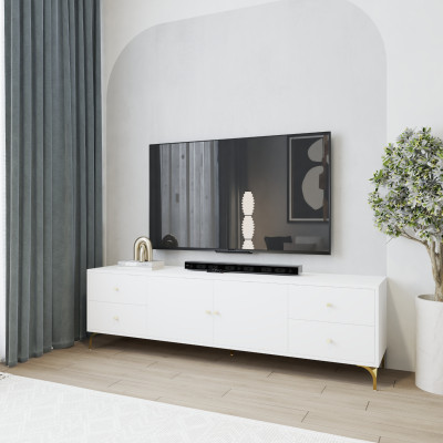 HAPPY FURNITURE , Kệ TV 2 cửa mở 4 ngăn kéo - HAPPI, KTV_082 , 180cm x 40cm x 52cm DxRxC