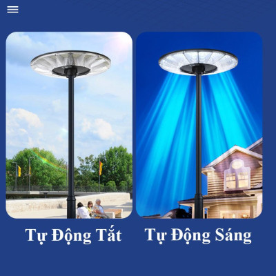 Đèn năng lượng mặt trời UFO kim cương 1000W,Vỏ nhựa ABS,Tấm pin liền,Cảm biến chuyển động, Ánh sáng trắng
