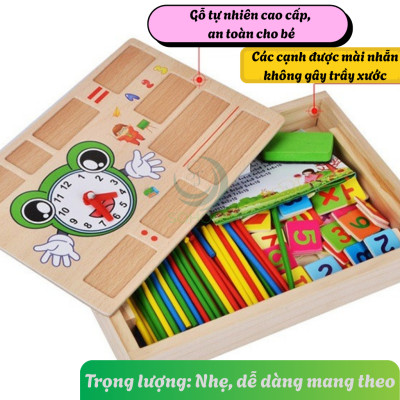 Bộ Đồ Chơi Học Toán Thông Minh Kèm Đồng Hồ Cho Bé- Hộp Đồ Chơi Gỗ Giáo Dục – Học Số, Phép Tính và Thời Gian- Bộ Lắp Ghép Số Toán Học Kèm Đồng Hồ Gỗ Cho Trẻ- Bộ Học Toán Tư Duy Montessori Cho Bé- Bộ Đồ Chơi Gỗ Toán Học & Nhận Biết Giờ Giấc