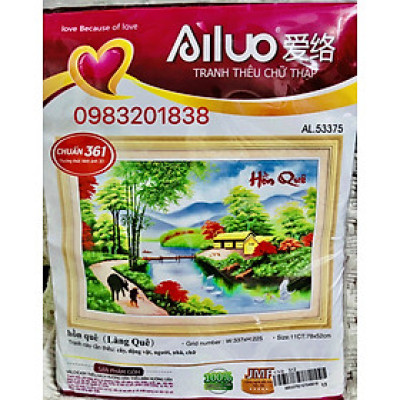 Tranh thêu chữ thập hồn quê (78*52cm) 53375