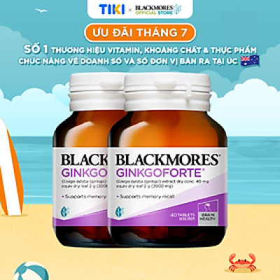 Combo 2 Lọ 40 Viên Uống Hỗ Trợ Tuần Hoàn Máu Não Blackmores Ginkgoforte