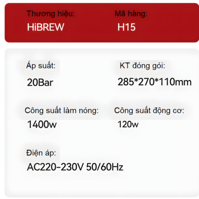 HÀNG CHÍNH HÃNG - Máy pha cà phê viên nén Nespresso tự động, Espresso, Cappuccino và Latte. Thương hiệu Mỹ cao cấp HiBREW - H15