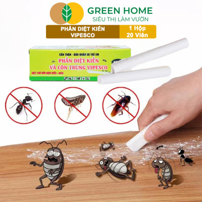 Phấn Diệt Kiến Và Côn Trùng Vipesco, GreenHome, 1 Hộp 20 Viên, Diệt Trừ Kiến, Gián, Rận, Côn Trùng
