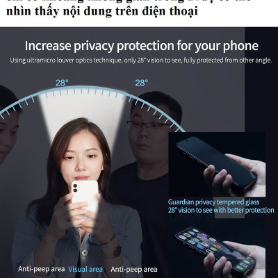 Kính chống nhìn trộm cho iP 14 Pro Max / 14 Pro / 14 Max / 14 Nillkin Guardian - Hàng chính hãng