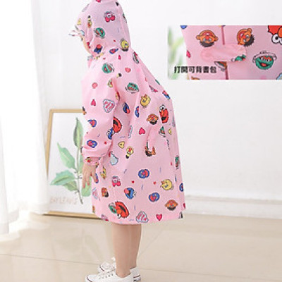 Áo mưa bé gái dáng dài hoạ tiết nhân vật hoạt hình đáng yêu