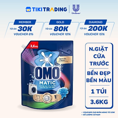 Túi Nước Giặt Omo Matic Bền Đẹp Bền Màu Cho Máy Giặt Cửa Trước 3.6KG