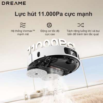 Robot Hút Bụi Lau Nhà Dreame L30s Ultra Xòe Giẻ Giặt Sấy Giẻ Nước Nóng Khử Khuẩn Ion, Camera AI Lực Hút 11.000 Pa - Hàng Chính Hãng