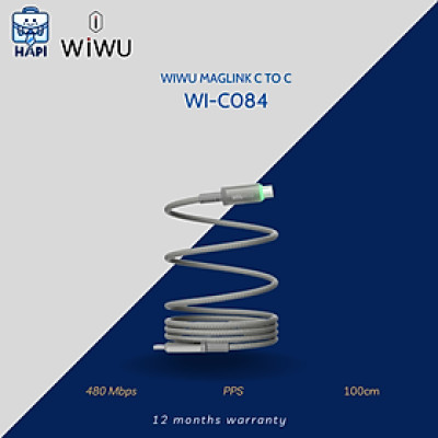 Cáp sạc Type-C to Type-C 100W hàng chính hãng WiWU Maglink Wi-C084. Dây dù nylon siêu bền, truyền đẫn ổn định