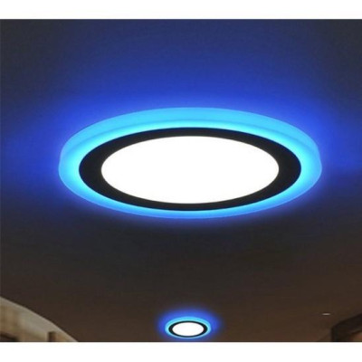 Đèn LED ốp trần nổi chuyển màu sắc viền xanh dương hình tròn trụ Germani 12W,18W,24W 