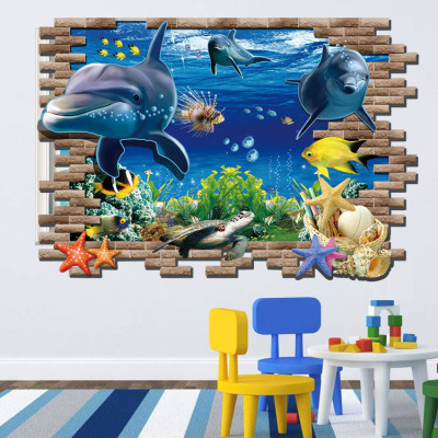 Decal Dán Tường Cá Heo 3D - AY9706