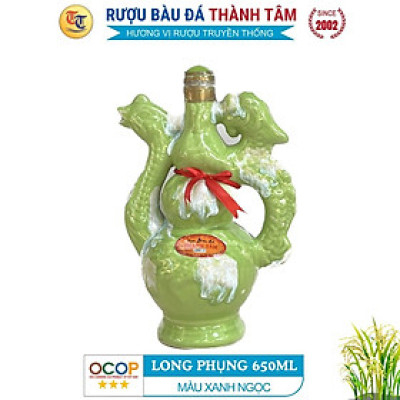 Đặc Sản Bình Định - Rượu Bàu Đá Thành Tâm Long Phụng (Màu xanh ngọc) 650ml - OCOP 3 Sao