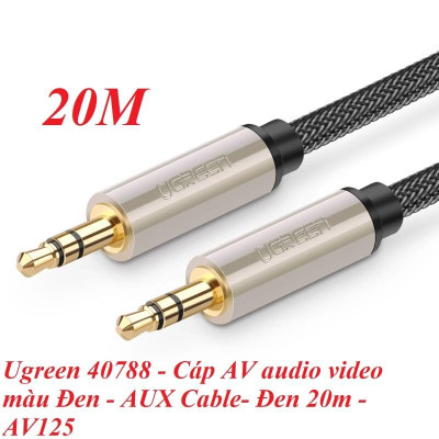 Ugreen UG40788AV125TK 20M màu Đen Cáp âm thanh 2 đầu 3.5mm dương đầu bọc kim loại cao cấp - HÀNG CHÍNH HÃNG