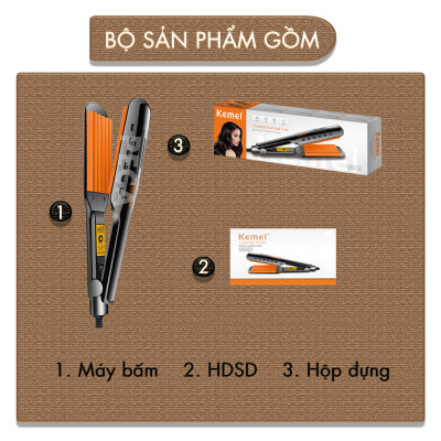 Máy bấm xù tóc Kemei KM-3114Y điều chỉnh 4 mức nhiệt sử dụng được cho mọi loại tóc - Hàng chính hãng