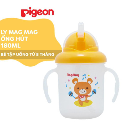 Ly Mag Mag tập uống có ống hút Pigeon 180ml
