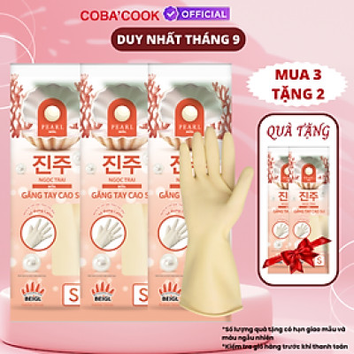 [Mua 3 Tặng 2] Bộ 3 Đôi Găng Tay Cao Su Ngọc Trai Size S