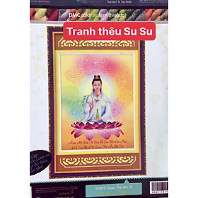 Tranh thêu chữ thập Quan âm bồ tát 615, kích thước 55 x 70 cm