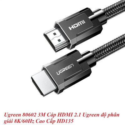 Ugreen 80602 3M HDMI 2.1 8K 60Hz 4K 120hz màu đen Cáp Ultra HD Cao Cấp Ugreen HD135 - Hàng Chính Hãng