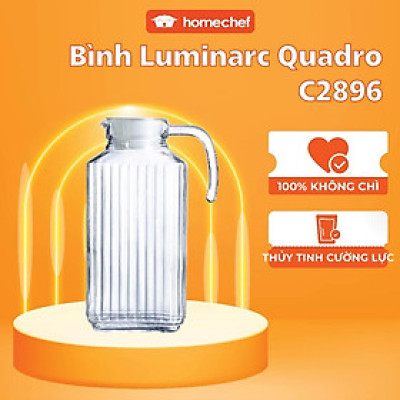 Bình đựng nước thủy tinh Luminarc Quadro G2668, dung tích 1.7L, dùng máy rửa bát | Hàng chính hãng