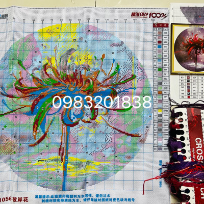 Tranh thêu kín chữ thập Hoa bỉ ngạn DX1056