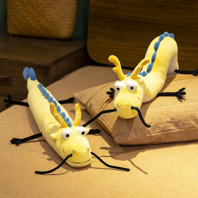 Thú nhồi bông con rồng vô tri có râu - Size từ 70cm đến 115cm - Quà tặng gấu bông con rồng nằm cong cong êm mịn.