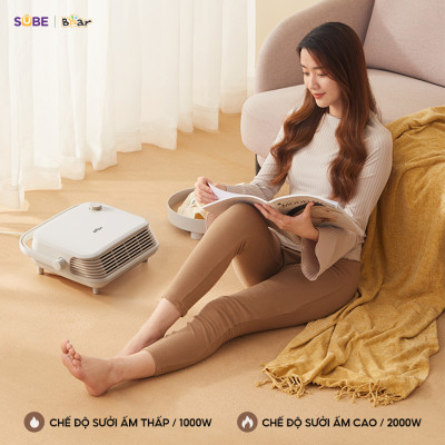 Quạt Sưởi Gốm Bear Máy Sưởi Mini Máy Sưởi Nhà Tắm Chống Thấm Nước Gió Nóng Lạnh Sử Dụng 4 Mùa Tiết Kiệm Điện DNQ-E20N1- Hàng Chính Hãng