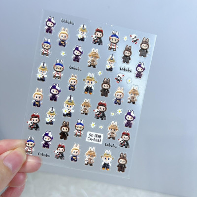 Sticker Dán Móng 5D Hình Labubu Đáng Yêu, Sticker Làm Nail, Miếng Dán Móng Tay 5D Labubu Cute  Ngộ Ngĩnh Hot Trend