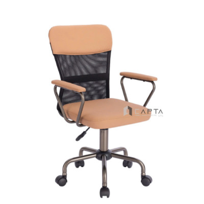 Ghế học sinh cấp 2 cấp 3 CE1033-P Lưng trung lưới đen, nệm PVC màu xám nâng hạ độ cao gật gù tay ghế và chân thép sơn tĩnh điện hcm