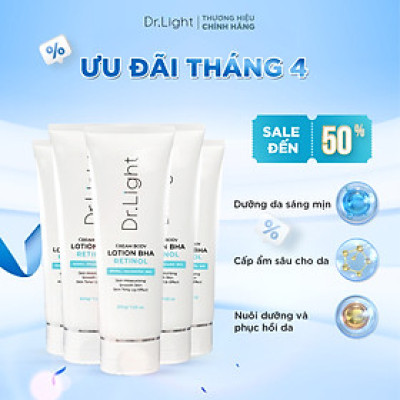 COMBO 5 Kem Body Dr.Light Kem dưỡng Trắng Sáng Da Với Hợp Chất Retinol Niacinamide BHA 200ml