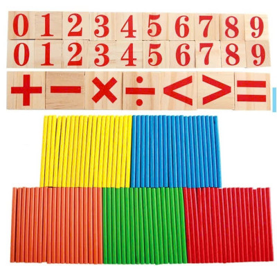 Đồ Chơi Gỗ Bộ 100 Que Tính Học Toán Cho Bé Kèm 2 Bộ Số Và Bộ Dấu