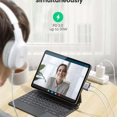 Ugreen UG70311CM231TK PD 30W vỏ nhôm Usb type c sang 3.5mm 110dB có chipset samsung ipad pro - HÀNG CHÍNH HÃNG