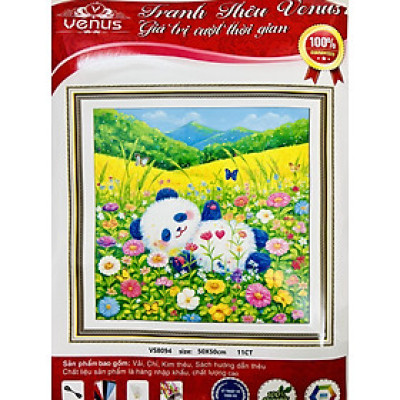 Tranh thêu kín Gấu trúc nhỏ xinh vs8094, kích thước 50x50 cm