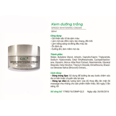 Kem làm trắng nhanh GSC Speed whitening cream, Hỗ trợ t r ị nám, tàn nhang hiệu quả, cân bằng sắc tố da, An toàn cho mọi loại da, hoàn toàn không kích ứng