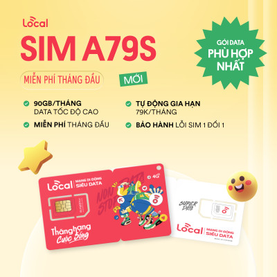 Local Mobifone A79S 90GB/ tháng,. Miễn phí tháng đầu sử dụng, RẺ 1 TT, Sim chưa kích hoạt. Hàng chính hãng