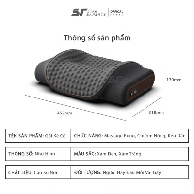 Gối Ngủ Túi Khí Kéo Dãn, Kê Đầu Massage Chườm Nóng Công Thái Học, Giảm Đau Mỏi Cổ Vai Gáy - Sairui