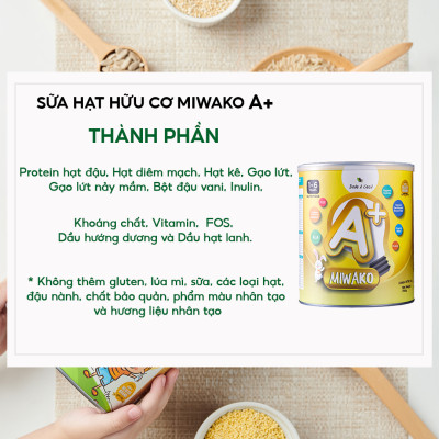 Sữa Công Thức Hạt Thực Vật Hữu Cơ MIWAKO A+ Vị Vani 700gr x 6 Hộp - Miwako Việt Nam