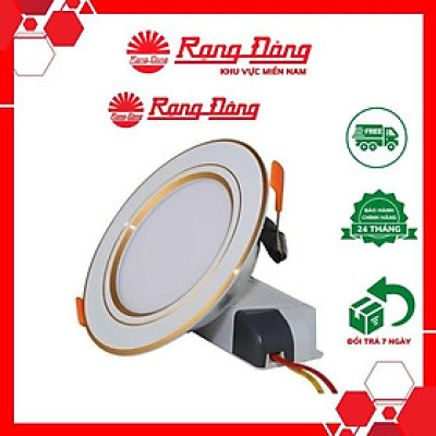Đèn LED Downlight âm trần đổi màu 7W Rạng Đông AT10 ĐM 90/7W, Viền mạ vàng tinh tế