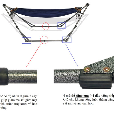 Bộ võng xếp BAN MAI: khung sơn tĩnh điện VIP và lưới mềm dày 99 ( Giao màu ngẫu nhiên )