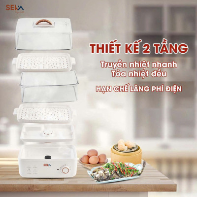 Nồi Hấp Điện 2 Tầng Đa Năng 6in1 Seka SK6610 (SK2088) Model 2024 - Nồi Hấp Hẹn Giờ - Dung Tích 10L - Hàng Chính Hãng