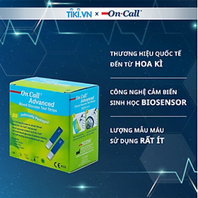 Hộp 25 Que Thử Đường Huyết On Call Advanced Mỗi Que Trong Một Túi Nhôm Riêng