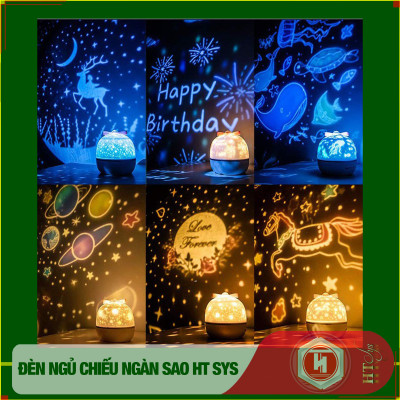 Đèn ngủ chiếu trần 3D có chế độ xoay và 6 set hình chiếu phim HT SYS