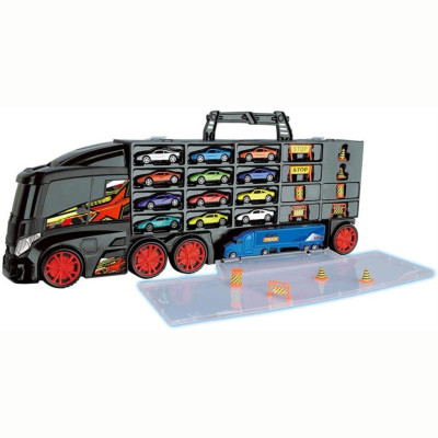 TOYSTAR - 666-13H Mô hình Bộ xe tải vận chuyển (gồm 12 xe ô tô và 8 biển báo giao thông)