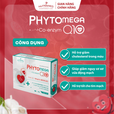 Viên uống Phytomega Co-Enzym Q10 hỗ trợ tim mạch giúp giảm cholesterol và xơ vữa động mạch (30 viên) - Nutramed