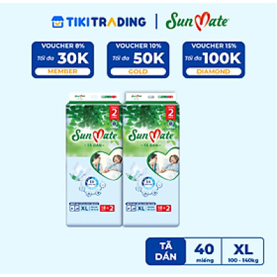 [Mẫu mới] Combo 2 Tã dán người lớn SunMate XA2 mới size XL-18+2 miếng