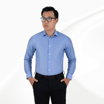 Áo sơ mi nam tay dài màu xanh Navy sáng không túi GENTITI by Thái Tuấn - 1C805HAKT018