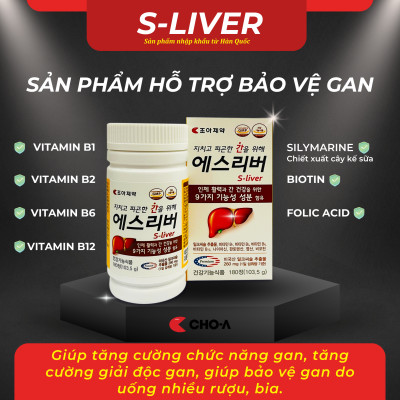 Thực Phẩm Bảo Vệ Sức Khỏe Gan S-Liver Tăng Cường Chức Năng Gan (1 Hộp X 180 Viên)
