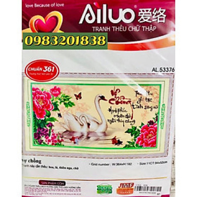 Tranh thêu chữ thập Vợ chồng AL53376, kích thước 94 x 52 cm