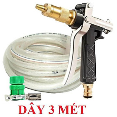 ️ Bộ dây vòi xịt nước rửa xe, tưới cây , tăng áp 3 lần, loại 3m, 5m 206236Dđầu đồng, đai+ túi đựng bút