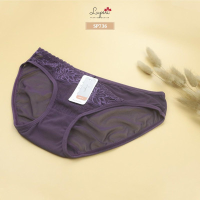 Quần Lót Nữ Ren Họa Tiết Nổi Phối Lưới Cạp Vừa LUPERI LU3QL736 Dáng Bikini Mềm Mịn Co Giãn Không Lằn Mông Khử Mùi