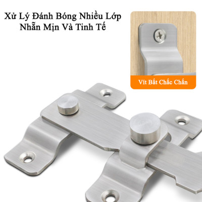 Chốt Khóa Cài Cửa Loại Cao Cấp KUNBE Dày Dặn, Có Chốt Cố Định Thanh Gạt An Toàn Chắc Chắn