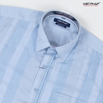 Áo Sơ Mi Nam Ngắn Tay VIỆT PHÁP Form Luxury Chất liệu  Bambo In Sọc  lịch lãm, sang trọng 32767
